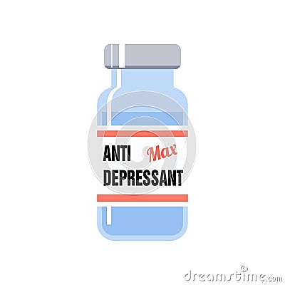 Antidepressant medication vial Vector Illustration
