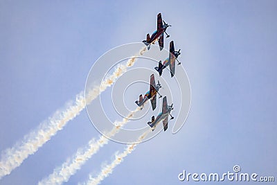 Antidotum Airshow Leszno 2023 and acrobatic shows full of smoke of The Fyling Bulls Acrobatic Team Editorial Stock Photo