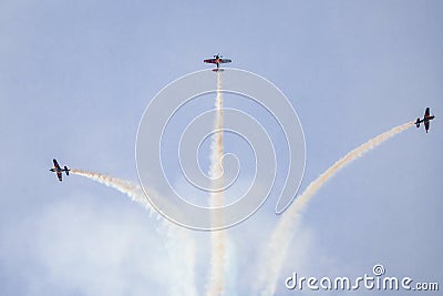 Antidotum Airshow Leszno 2023 and acrobatic shows full of smoke of The Fyling Bulls Acrobatic Team Editorial Stock Photo