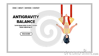 Antigravity Balance Exercise Make Girl Vector Vector Illustration