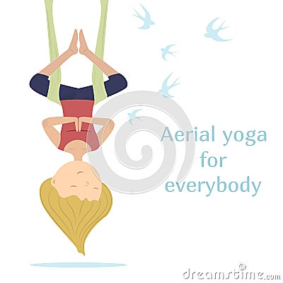 Antigravity yoga. Fly like bird Vector Illustration