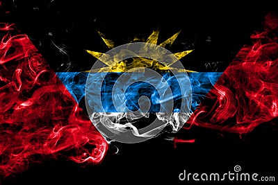 Antigua and Barbuda, Antiguan and Barbudan smoke flag isolated on black background Stock Photo