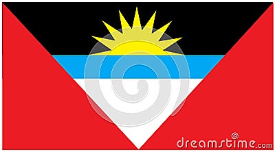 Antigua and Barbuda Caribbean nation flag in a slim white border Cartoon Illustration