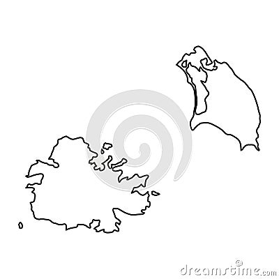 Antigua and Barbuda map of black contour curves illustration Vector Illustration