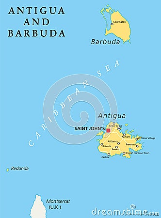 Antigua and Barbuda Political Map Vector Illustration