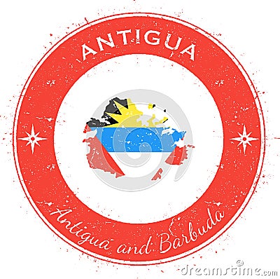 Antigua circular patriotic badge. Vector Illustration