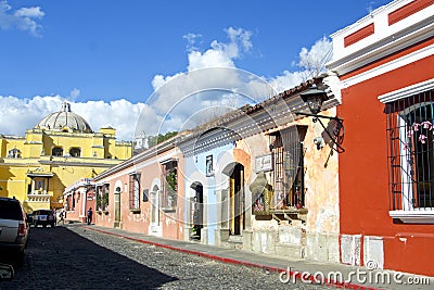 Antigua, Guatemala, typical street Editorial Stock Photo