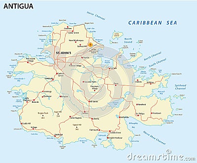 Antigua Road Map Stock Illustration - Image: 67671878