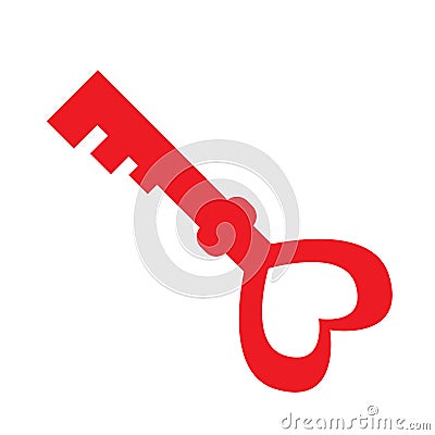 Antigue key with heart Vector Illustration