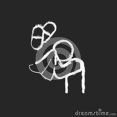 Antihistamine medications chalk white icon on black background Vector Illustration