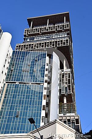 Antilla, Indian billionaire Mukesh Ambani's house, in Mumbai, India Stock Photo