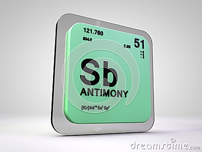 Antimony - Sb - chemical element periodic table Stock Photo