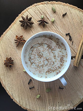 Antioxidant and digestion chai tea latte Stock Photo