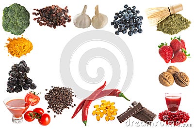 Antioxidants border Stock Photo