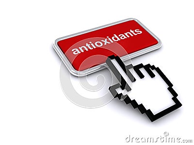 Antioxidants button on white Stock Photo