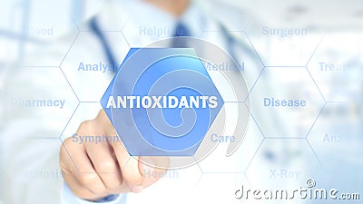 Antioxidants, Doctor working on holographic interface, Motion Graphics Stock Photo