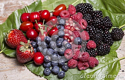 Antioxidants fruits in leaf Stock Photo