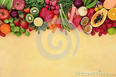 Antioxidants Health Food Background with Fruit and Vegetables Stock Photo