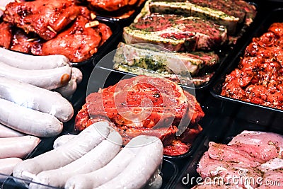 Antipasti composition of italian cured meat types. Salami, ham a Stock Photo
