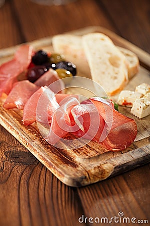 Antipasti Platter of Cured Meat Stock Photo