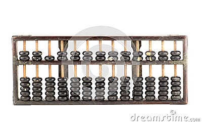 Antique abacus isolated on white background Stock Photo