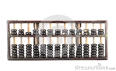 Antique abacus isolated on white background Stock Photo