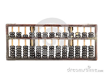 Antique abacus isolated on white background Stock Photo