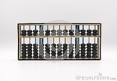 Antique abacus on white Stock Photo