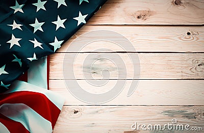 Antique America flag waving pattern background in red blue white Stock Photo