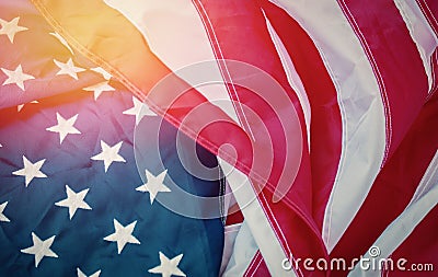 Antique America flag waving pattern background in red blue white color concept for USA 4th july independence day, symbol of Stock Photo