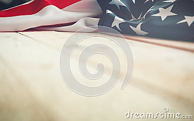 Antique America flag waving pattern background in red blue white Stock Photo