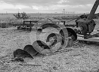 Antique Auger Farm Tractor Implement Stock Photo