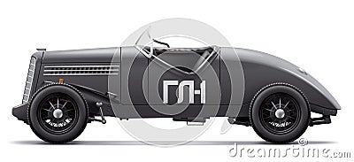 Antique Auto racing GAZ GL-1. Side view. Vector Illustration