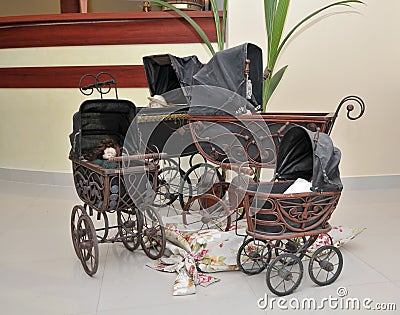 Antique Baby Carriages Stock Photo