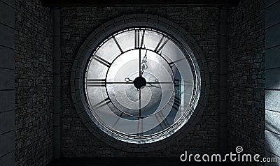 Antique Backlit Clock And Moon Stock Photo