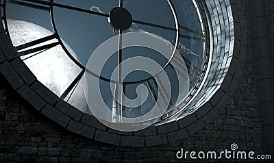 Antique Backlit Clock And Moon Stock Photo