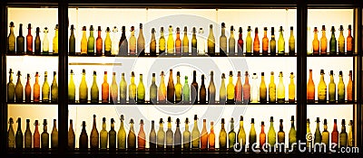 Antique beer bottles at Gaffel Brewery in Cologne Editorial Stock Photo