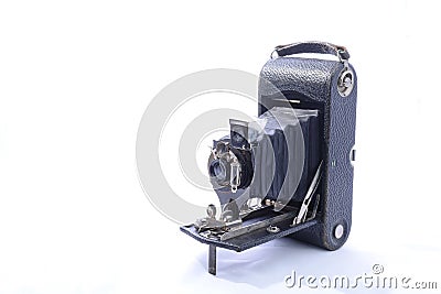 Antique bellows roll film camera. Stock Photo