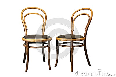 Antique Bentwood Viennese chair isolated on white. Stock Photo