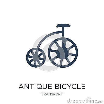 antique bicycle icon in trendy design style. antique bicycle icon isolated on white background. antique bicycle vector icon simple Vector Illustration