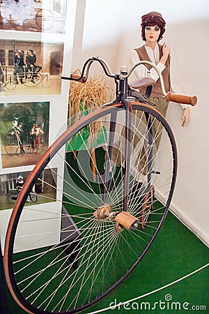 Antique bikes, motorcycle museum. Editorial Stock Photo