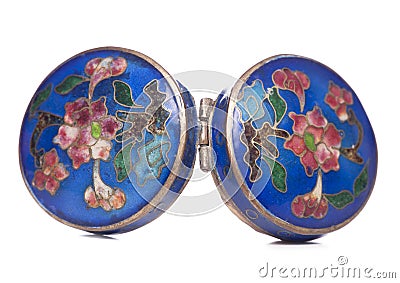 Antique blue enamel cloisonne snuffbox Stock Photo