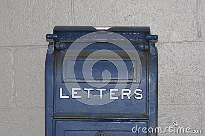 Antique Blue Mailbox Letters Stock Photo