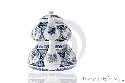 Antique blue and white Turkish teapot Stock Photo