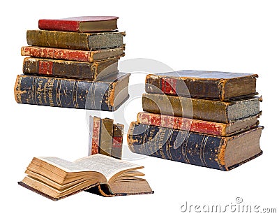 Antique books isolated Stock Photo