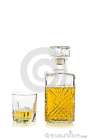 Antique Bottle of Whiskey / Scotch on white Stock Photo