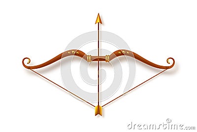 Antique bow and arrow on white background Cartoon Illustration