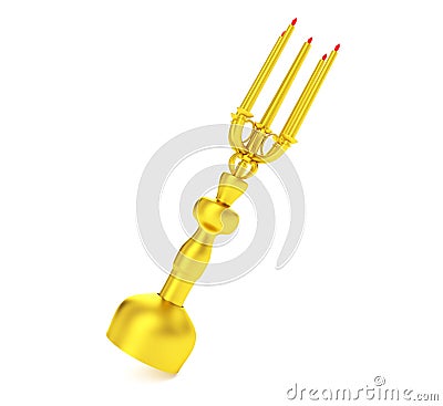 Antique Brass Candle Holder on white. 3D render Stock Photo