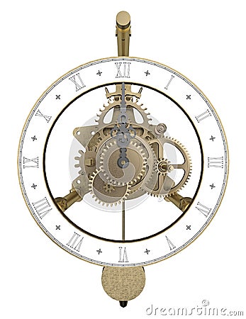 Antique brass clock 3d rendering Stock Photo