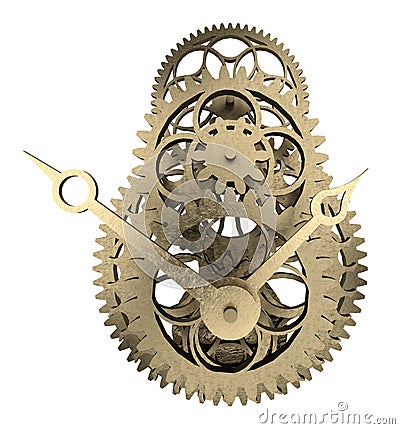 Antique brass clock mechanism 3d rendering Stock Photo